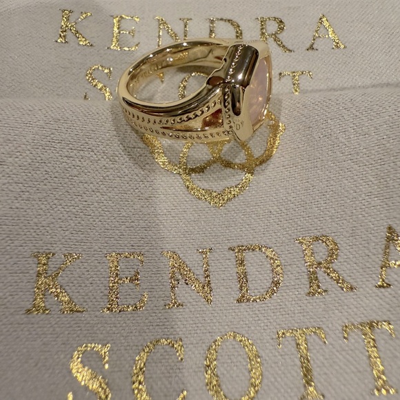 Davie Intaglio Gold Statement Ring in Pink Opalite Glass - Picture 9 of 9